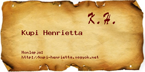 Kupi Henrietta névjegykártya